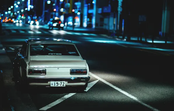 Картинка ночь, улица, night, street, datsun, датсун