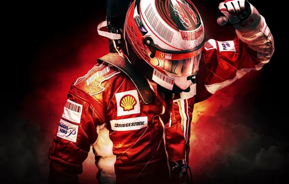 Картинка Шлем, Гонщик, Ferrari, Формула - 1