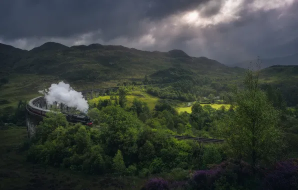 Картинка лето, поезд, паровоз, весна, Великобритания