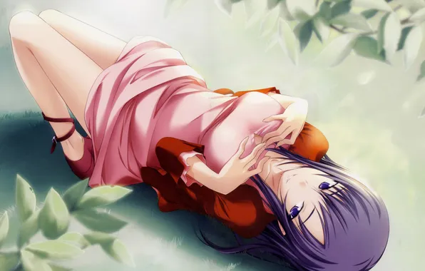 Взгляд, девушка, платье, saeko busujima