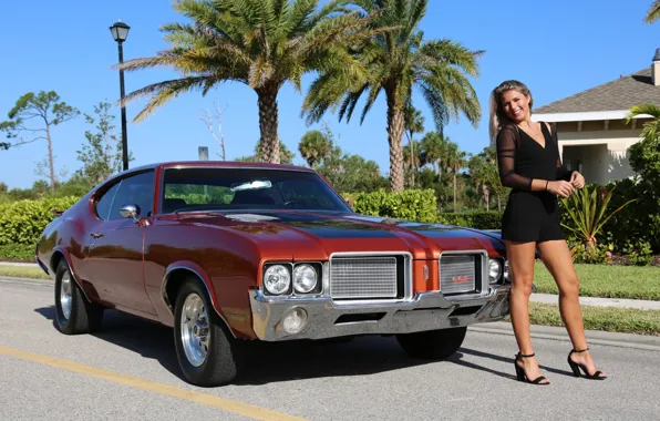 Картинка Girl, 442, Oldsmobile, Cutlass Supreme