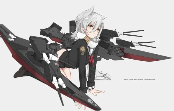 Девушка, оружие, аниме, арт, maya, azur lane