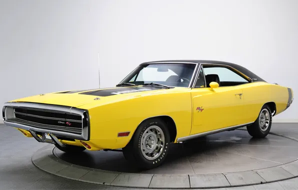 Желтый, фон, Додж, Dodge, Charger, 1970, передок, Muscle car