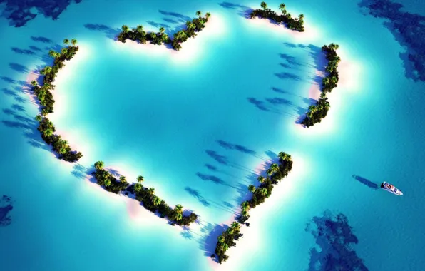 Love, fantasy, scenery, Heart islands