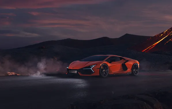 Lamborghini, Orange, Road, Revuelto