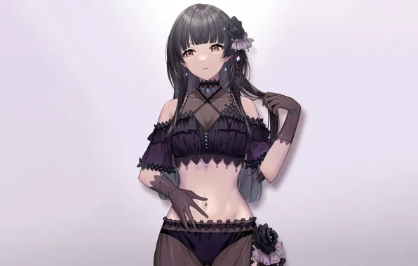 Girl, sexy, lingerie, pantsu, blouse, panties, long hair, brown eyes