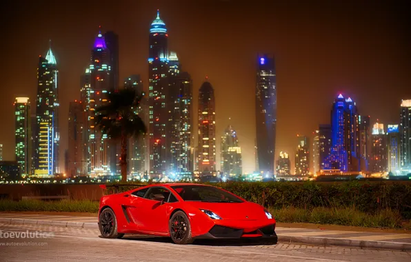 Car, Lamborghini, red, Gallardo, Dubai, LP570-4, Super Trodeo Stradale