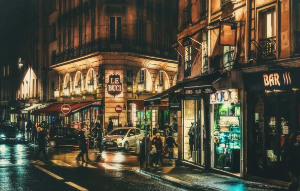 Картинка Paris, night, people, everyday life, urban scene, Quartier Latin