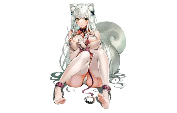 Girl, sexy, lingerie, bra, cleavage, panties, thighhighs, long hair