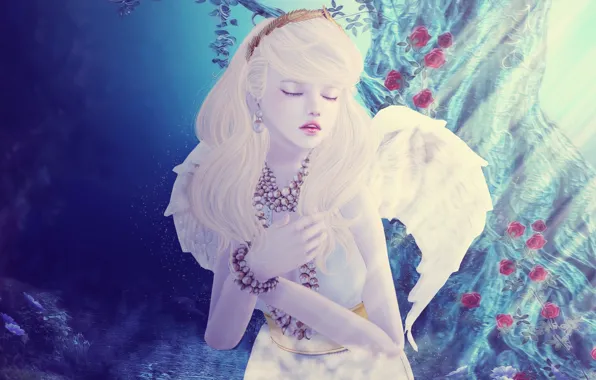 Девушка, цветы, фон