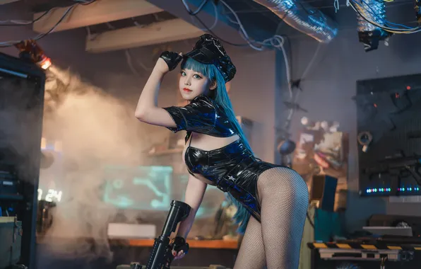 Картинка секси, поза, женщина, модель, латекс, разруха, азиатка, sexy