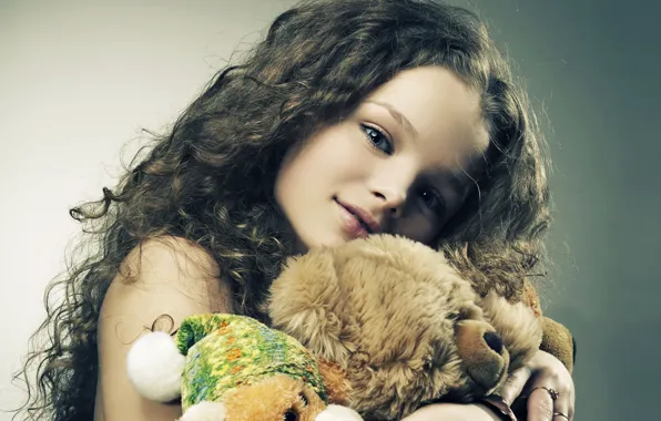 Фото, девочка, медвежонок, красивая, плюшевые игрушки, Pretty girlie