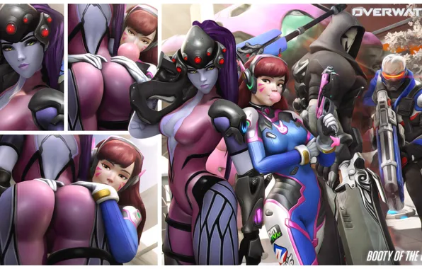 Попа, грудь, девушка, задница, Assassin, Reaper, Overwatch, Widowmaker