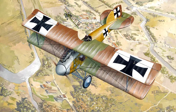 Картинка истребитель, Биплан, WWI, Albatros, Albatros D.II, Luftstreitkräfte