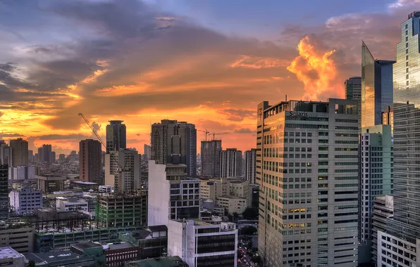 Город, рассвет, дома, Philippines