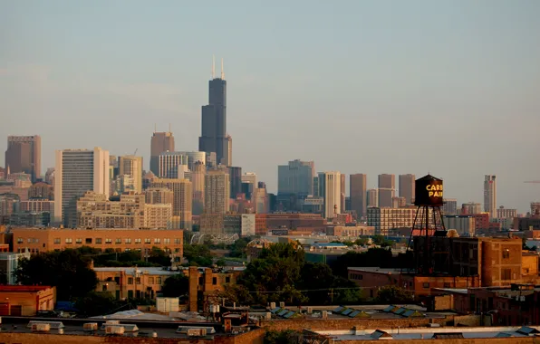 Город, небоскребы, панорама, чикаго, Chicago