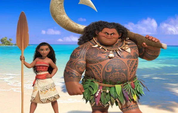 Cinema, wallpaper, beach, demigod, sea, island, sand, cartoon