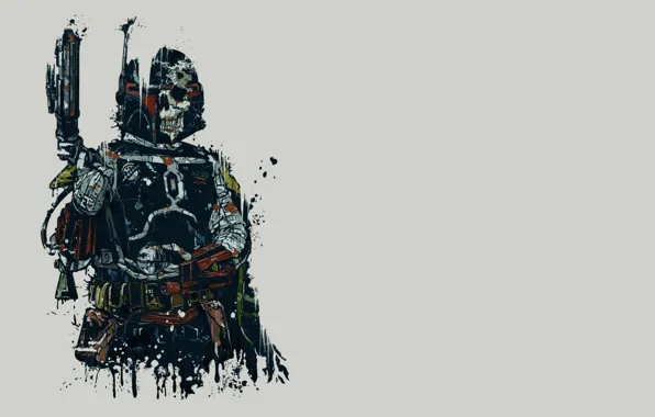 Картинка Star Wars, skull, bounty, hunter, Boba Fett, mandalorian