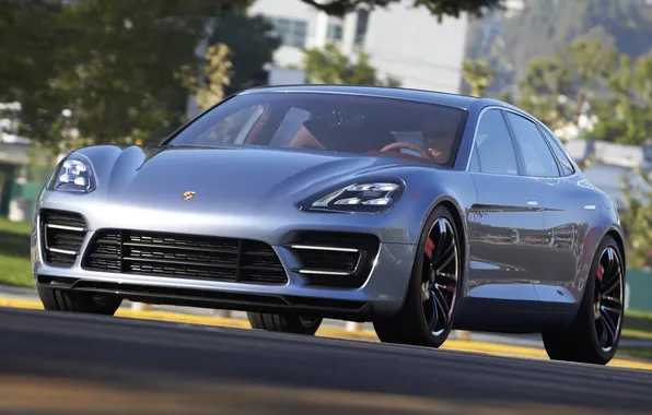 Машина, Concept, фары, Porsche, Panamera, передок, Sport Turismo