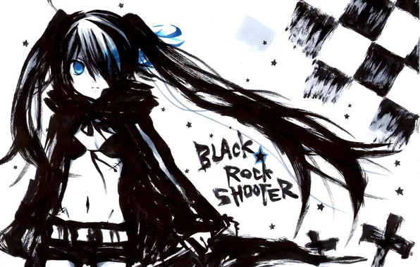 Картинка девушка, аниме, арт, black rock shooter, стрелок с черной скалы, мато курои