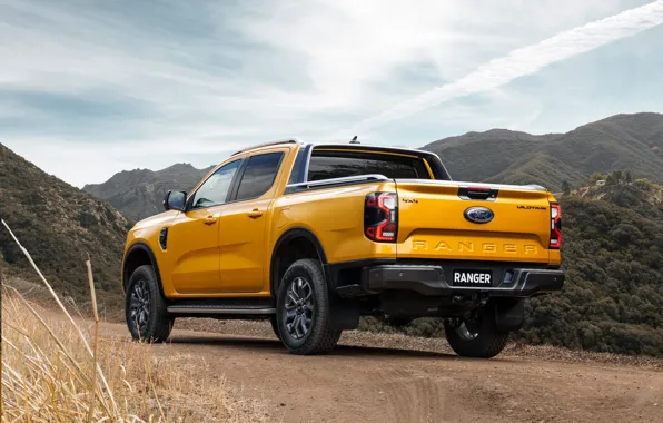 Картинка дорога, небо, горы, Форд, пикап, экстерьер, Ford Ranger