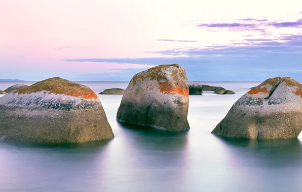 Море, камни, гранитные скалы, Тасмания, остров Флиндерс