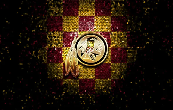 Wallpaper, sport, logo, NFL, glitter, checkered, Washington Redskins