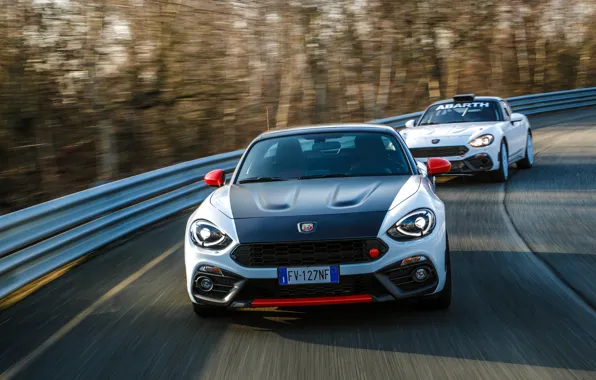 Белый, поворот, родстер, спайдер, чёрно-белый, Abarth, 124 Spider, 2019