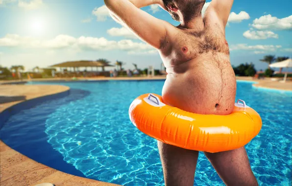 Sexy, nipples, naked, pose, float