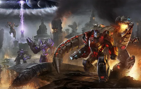 Картинка Трансформеры, Megatron, Optimus Prime, Transformers: Fall of Cybertron, Автоботы, Десептиконы