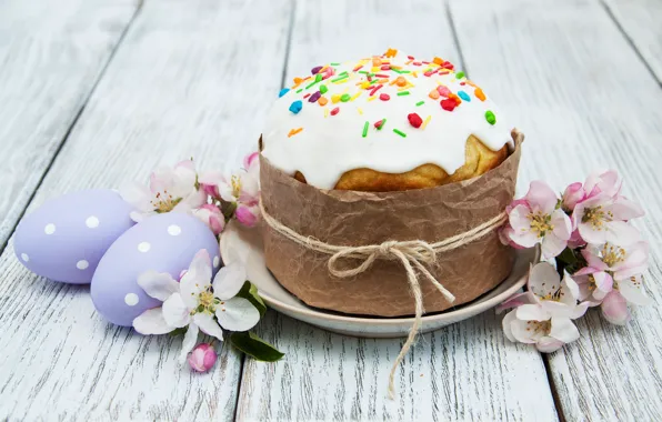Цветы, яйца, весна, colorful, Пасха, happy, cake, кулич