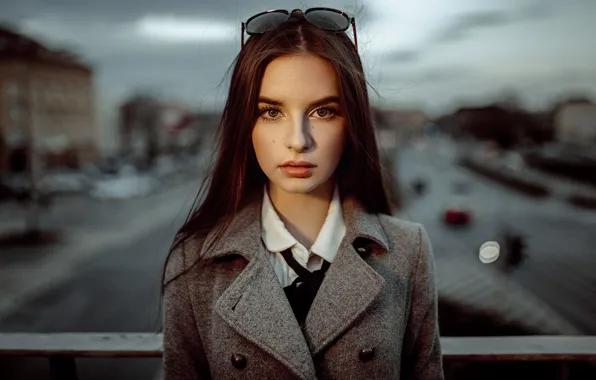 Портрет, очки, губки, кареглазая, Damian Piórko