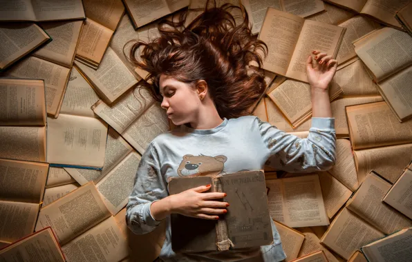 Книги, сон, девочка, Dreams