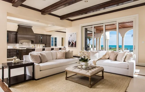 Картинка ocean, luxury, kitchen, livingroom