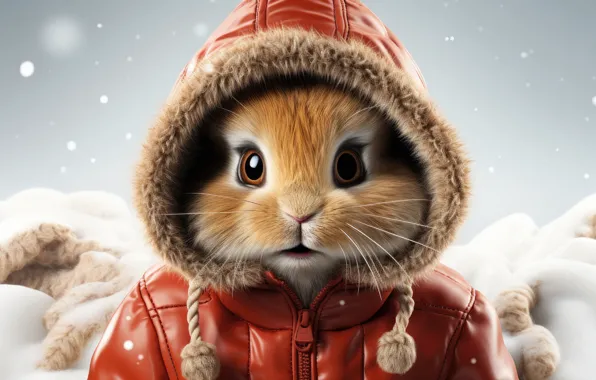 Зима, снег, игрушка, заяц, кролик, Рождество, Новый год, зайчик