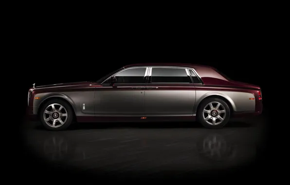 Профиль, автомобиль, чёрный фон, Rolls-Royce Phantom Pinnacle Travel 2014