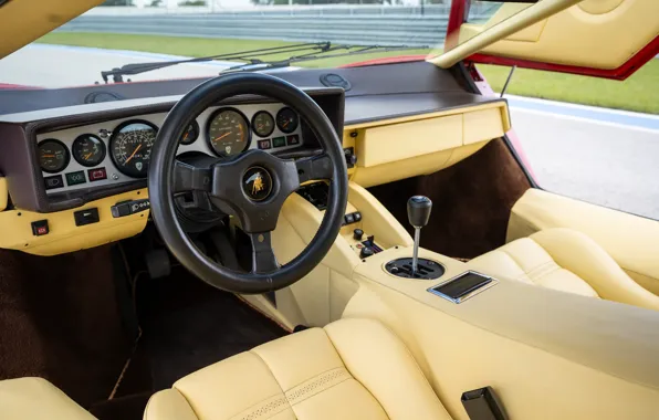 Картинка Lamborghini, Countach, LP5000 S, dashboard, car interior, torpedo, Lamborghini Countach LP500 S
