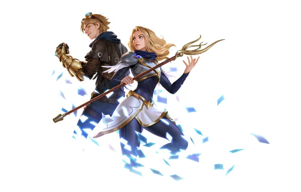 Девушка, оружие, парень, Lux, Ezreal, Legends of Runeterra