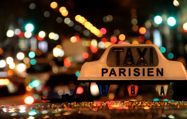 Картинка Lights, Night, Macro, Taxi