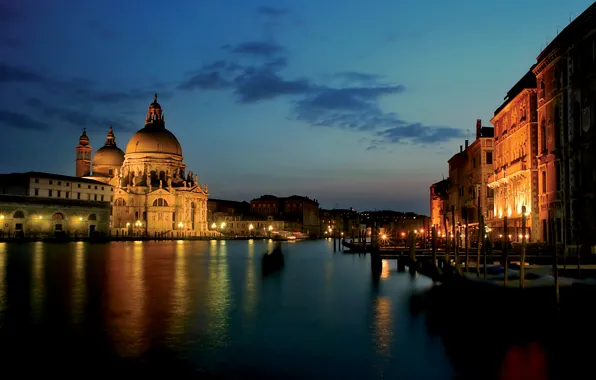 Картинка city, город, lights, Италия, Венеция, канал, Italy, night