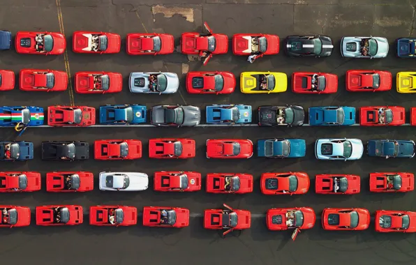 Картинка Машины, F430, Ferrari, Вид сверху, Много, 599 GTO, Суперкар, California