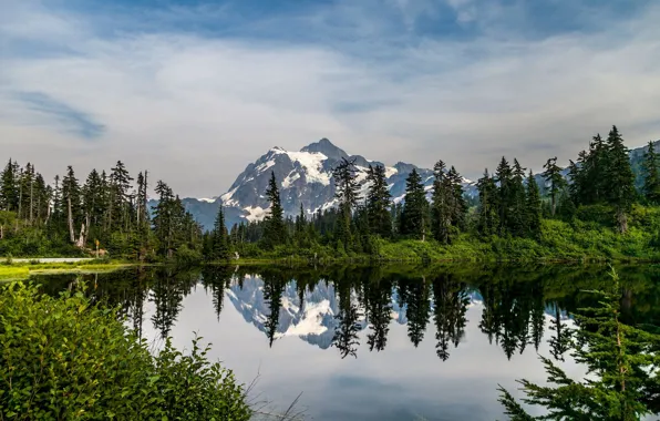 Картинка лес, горы, озеро, United States, Washington, North Cascades National Park, Whatcom