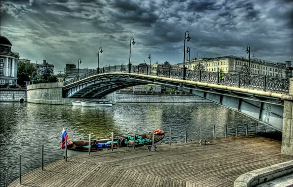 Картинка река, Москва, Россия, Russia, river, bridge, Moskow, Лужков мост