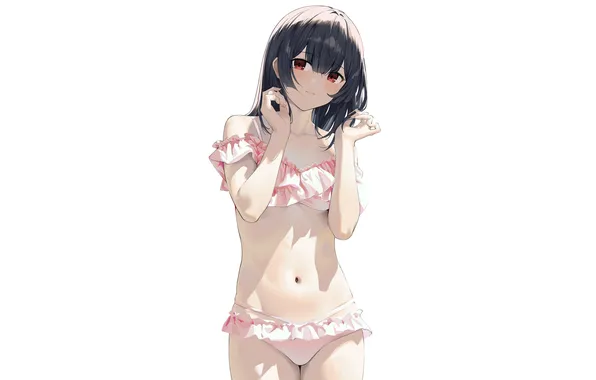 Girl, sexy, cleavage, long hair, boobs, sexy girl, blush, anime