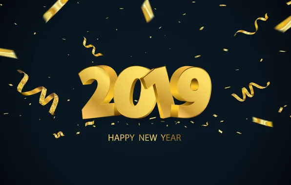 Фон, золото, Новый Год, golden, New Year, Happy, 2019