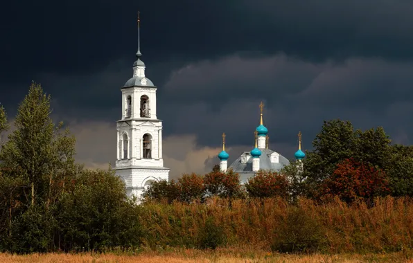 Картинка тучи, церковь, храм, Переславль Залесский