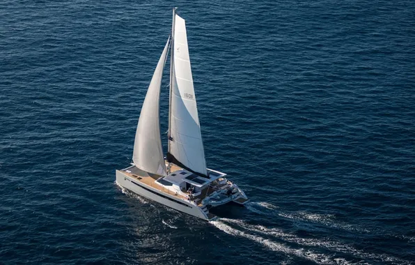 Море, путь, движение, паруса, вид с высоты, Sport Catamaran, Seawind 1190, спортивный катамаран