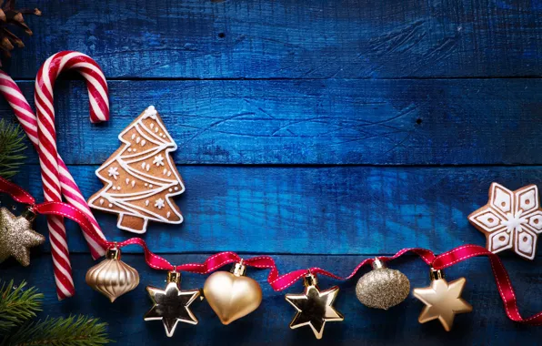 Картинка украшения, шары, елка, Новый Год, печенье, Рождество, подарки, happy