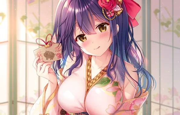 Girl, sexy, long hair, boobs, anime, beautiful, pretty, breasts