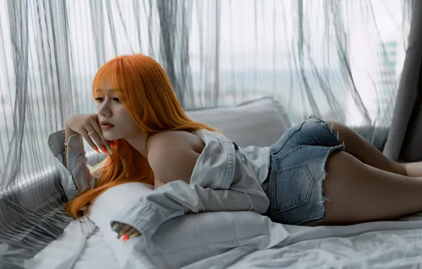 Картинка девушка, поза, азиатка